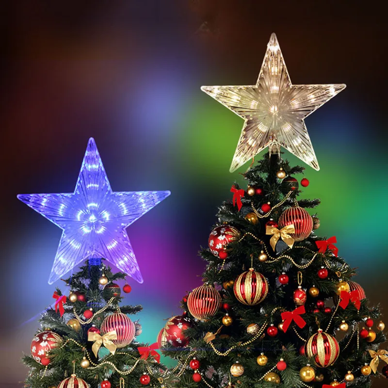 Thrisdar Noel Ağacı Üst Yıldız Peri Dize Işıkları Noel Yıldızı Düğün Parti Bahçe Tatil Dekor için LED Garland Işık Tatil Dekorasyonu 220408