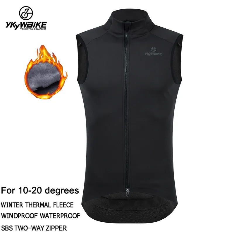 Ykywbike Winter Cycling Vest Windproof Waterproof Fleece Vest MTB Bike Bicycle Clothing Sleeveless Cycling Jacket 220507