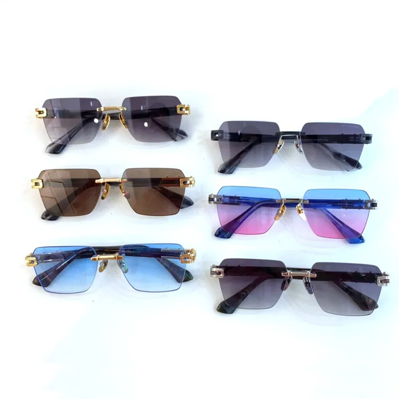 anteojos gafas de sol para hombre marca de diseñador gafas de sol Rimless Square 147 vintage retro UV 400 protección 18k oro hombre mujer moda