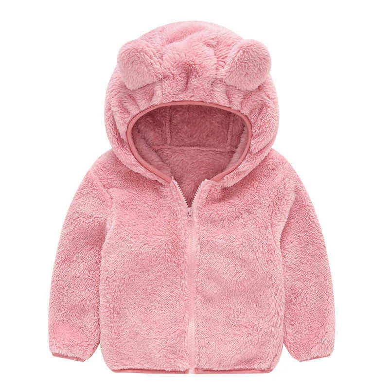 Meninas casaco de casaco crianças camisola de lã Bunny Bunny Capeled Roupas meninos cor sólido cor espessada tops Kids 1-5 anos J220718