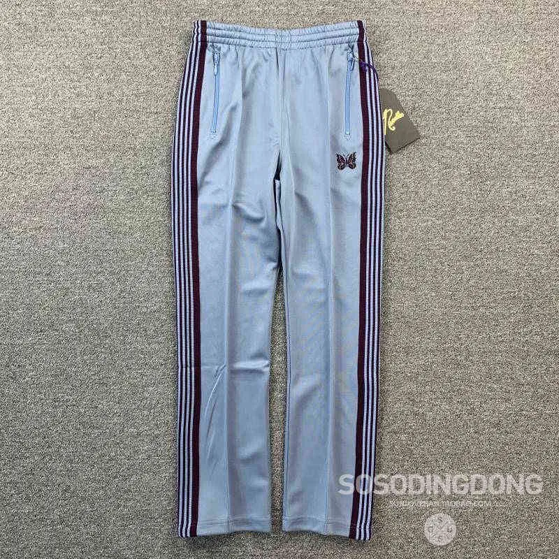 Men Women Best Quality Webbing Striped Embroidery Butterfly Needles Track Pants AWGE Trousers 2022ss Needles Pants