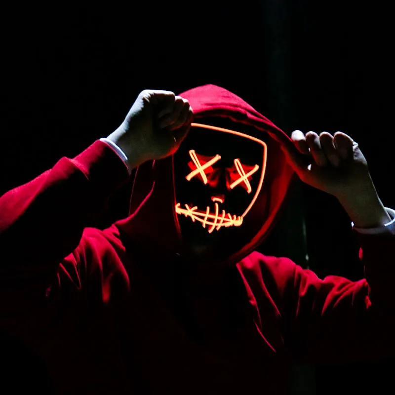 Cosmask Halloween Neon Mask Led Mask Masquerade Maschere feste Light Glow In The Dark Maschere divertenti Cosplay