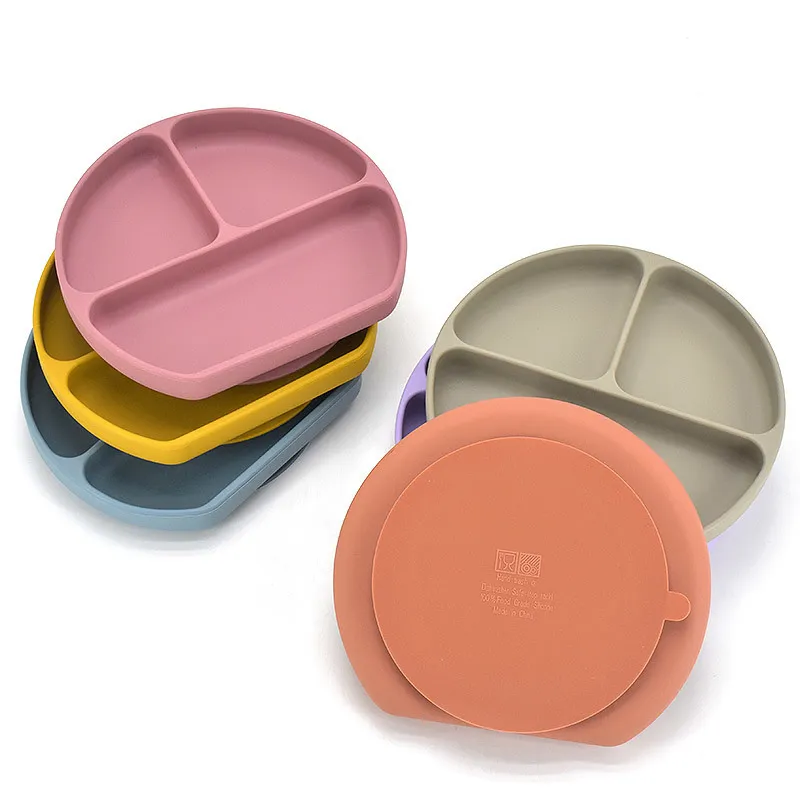 set 베이비 실리콘 테이블웨어 세트 베이비 먹이 요리 BPA 무료 그릇 판 턱받이 숟가락 포크 세트 어린이 비 슬립 식기 제품 220715