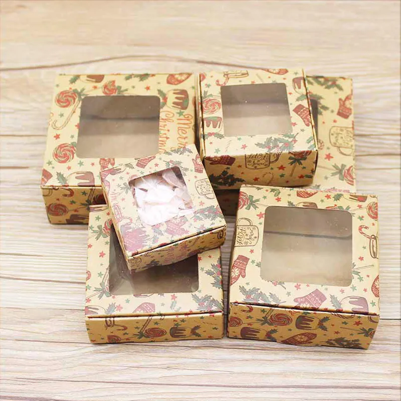 6st Kraft Paper Box Marbling Style Diy Handmade Candy Chocolate Packaging Birthday Party Wedding Decoration Christmas Gift 220705