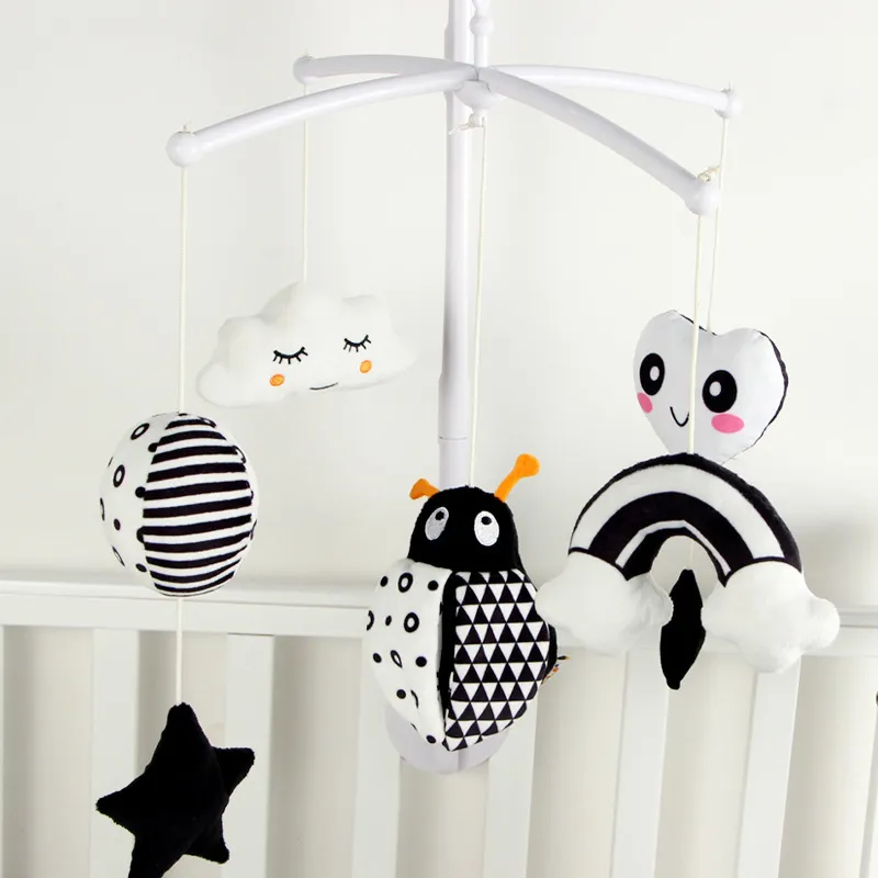 Black and White Bed Bell Toy Animal Music Box Baby Crib Rattles Baby Toys 012 Months Infant Clockwork Toy Mobile born Toys 220531