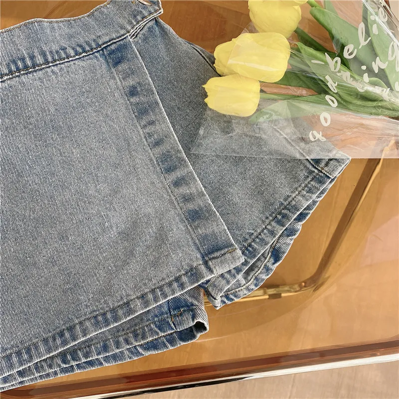Roupas infantis Conjunto de verão Girls Fashion Lace Blush Top Denim Shorts Coreanos de estilo coreano Jeans calças casuais 2-7y 220507