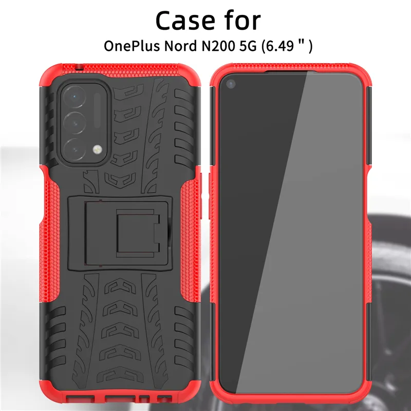 Capas de choque à prova de choque da armadura resistente para o oneplus nord N200 5G macio TPU Bumper Disco Rígido Protetor de PC Coberta Coque Bundas