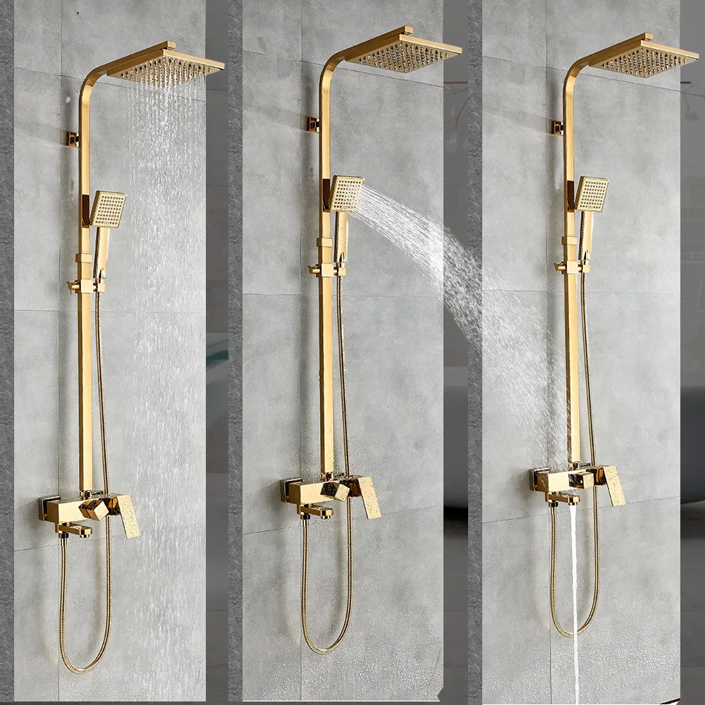 Robinet de douche de salle de bain doré ensemble Gold 8 