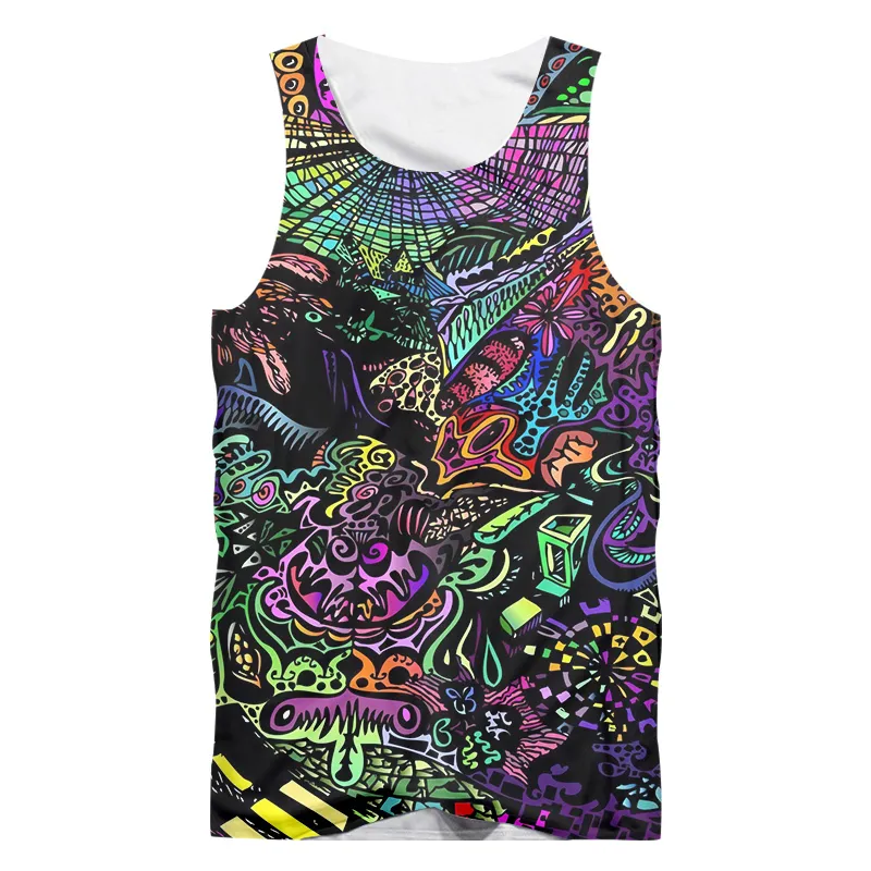 OGKB 3D Drukuj Tank Hipster Hipster Casual Abstract Funny Anime Graffiti Sleveless Kamizelka Mężczyźni i Kobiet Streetwear 220615