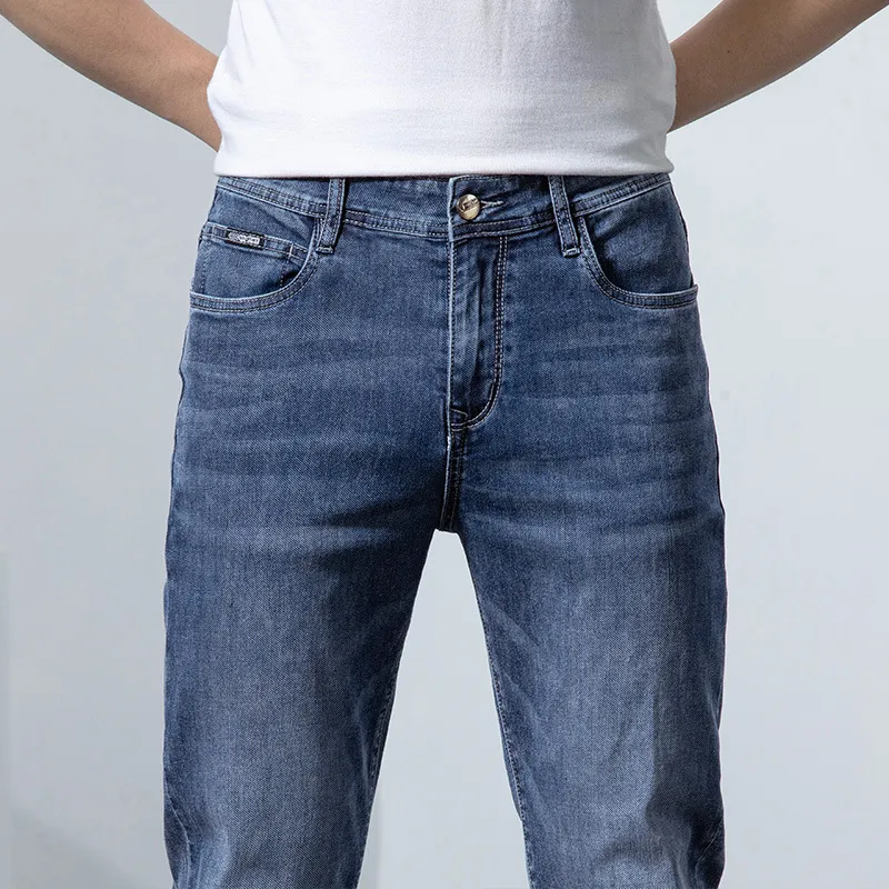 Męskie rozciąganie chude dżinsy wiosenne modne bawełniane dżinsowe dżinsowe spodnie Męskie spodnie 220718