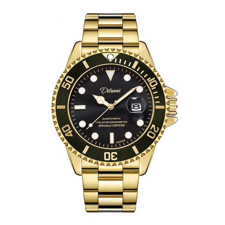 Rôle sous-marin montre en or hommes montres de sport 40MM montre à quartz étanche 50M sport montres 1204h