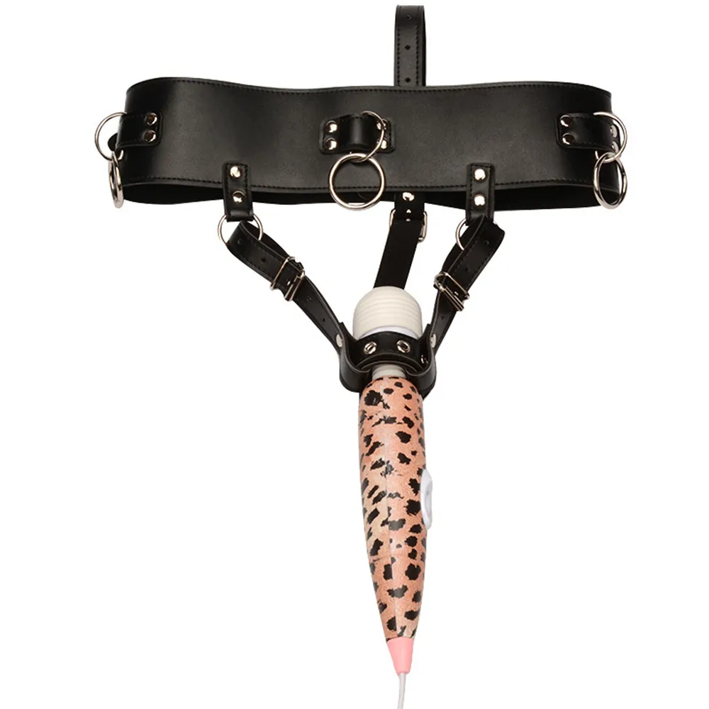 VATINE cuir PU SM Bondage porte-baguette magique harnais sangle ceinture d'orgasme forcé jouets sexy pour femmes masturbateur féminin chasteté