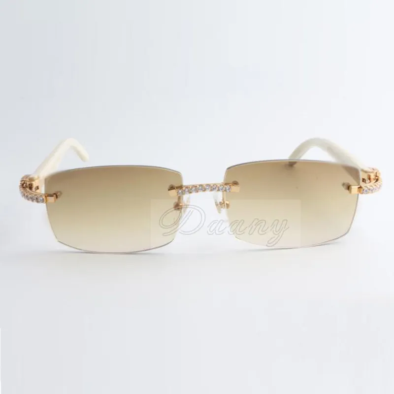 Óculos de sol médios em diamante 3524012 com bastões de chifres brancos e lente de 56 mm271n