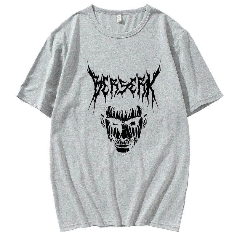 Män Mörk Berserk Anime T-shirt Man Kortärmad Manga Featured andable Oversized Pattern Print Cotton Casual Tees 220407