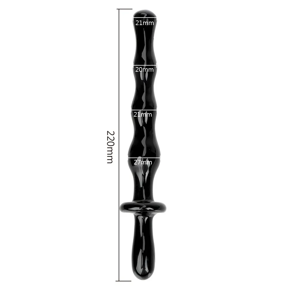 22 cm de Long noir rose godes en verre gros Plug Anal cristal bout à bout femme masturbateur sexy jouets pour hommes femmes Gay produits pour adultes