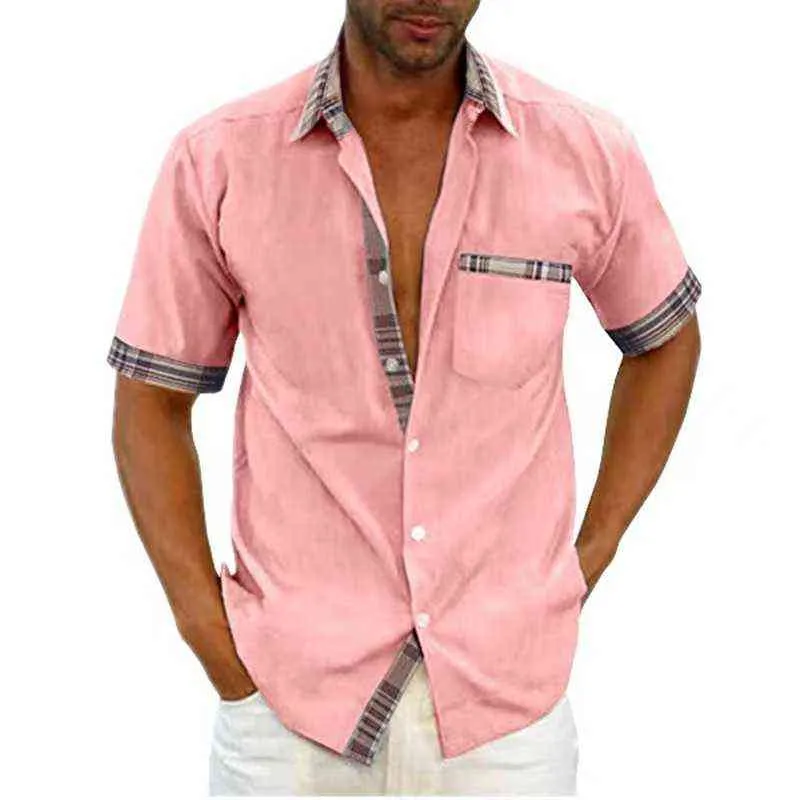 2022 NOWOŚĆ FASY CAMISA MASCULINA Koszulka rękawowa Mężczyźni Slim Design Formal Casual Dopasowanie męskiej sukienki Rozmiar S-3xl L220704