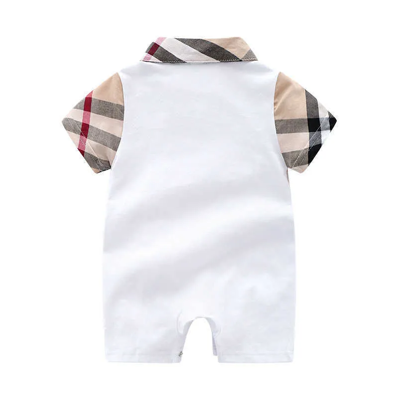 designkläder för barn flickor pojkar Kortärmad plädtröja 100 % bomull Spädbarnskläder baby Spädbarn flicka pojkkläder