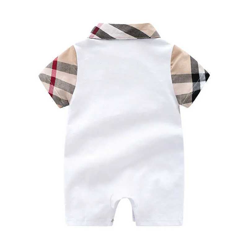 Kinderen Designer kleding meisjes jongens korte mouw plaid romper 100 katoenen baby kleding baby baby babyjongen kleren1306455