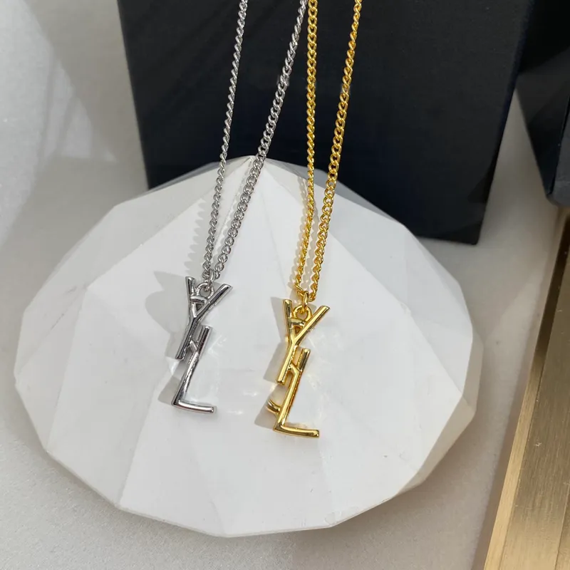 Women Designer Silver Necklaces Gold Necklace For Men Jewelry Luxury Letters Fashion Y Necklace Letter Pendant Chain Link Box New 22062005R