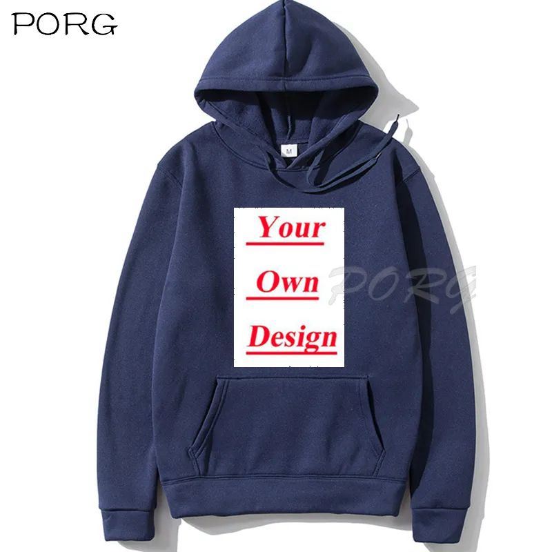 Benutzerdefinierte Hoodies Schwarz Weiß Rosa Rot Grau Marineblau Hoodie Streetwear Winter Herren Hoodies Unisex Hoodie Polyester Eigenes Muster 220816