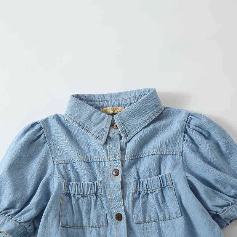 Crianças bebês meninas verão manga bufante tops jaqueta fina legal saia jeans criança conjuntos de roupas infantis 2 peças 3-8 anos