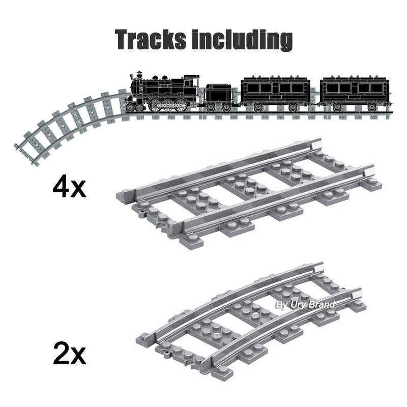 テクニカルスチーム鉄道鉄道レッドシティの乗客機械セットアドバンストモデルトラックビルディングブロック子供男の子ギフトAA220317