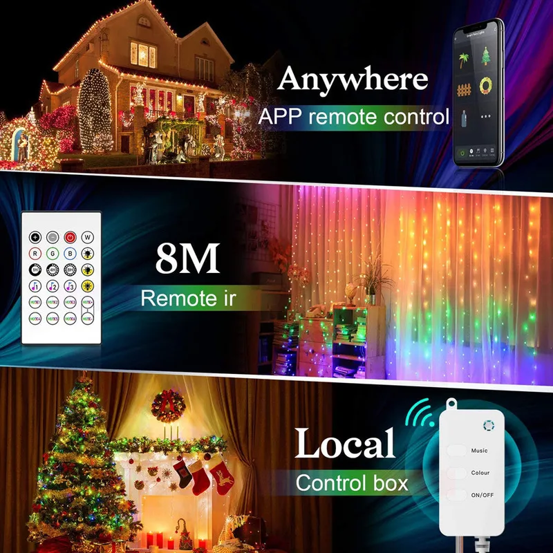 Tuya Smart LED Luz de fada Luzes de fadas 10m 100leds RGB DreamColor Music Sync Light Strip Light para Smart Life App Controle Remoto 220408
