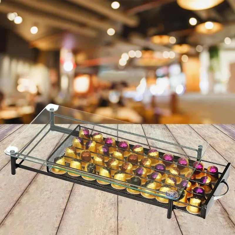 Glazen koffiepadhouders, waterdichte praktische kijkbare opslagplanken Organisator voor Nespresso Home Kitchen Organisation Cafe 220509