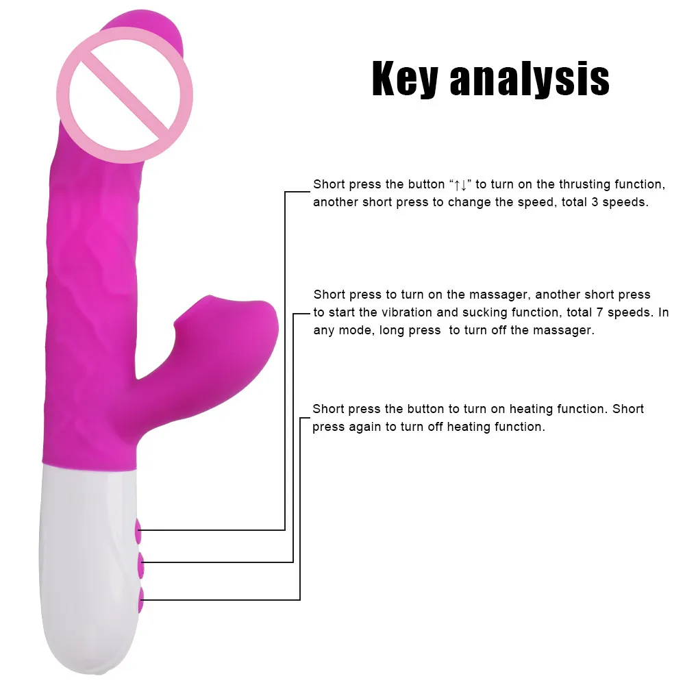 Kaninvibratorvärme teleskop roterande dildo 3 i 1 klitoris suger vagina g-spot stimulator sexiga leksaker för kvinnor
