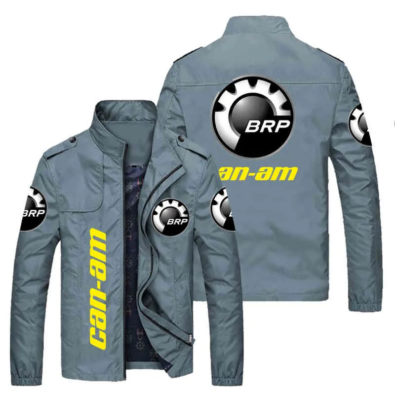 2022 Wiosna Jesień Męskie Kurtki BRP Can-AM Print Zipper Trend Bomber Men Windbreaker Motocykl Racing