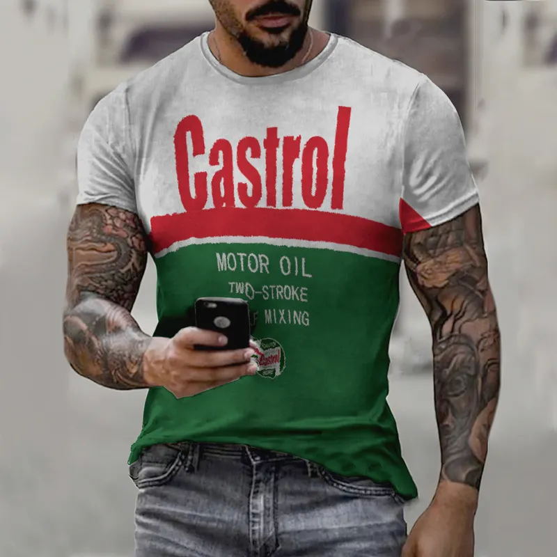 Top-estate maschile Castrol Castrol Retro Short Short Sleeve 3D Ethnic Bet Bet harajuku T-shirt oversize 220520