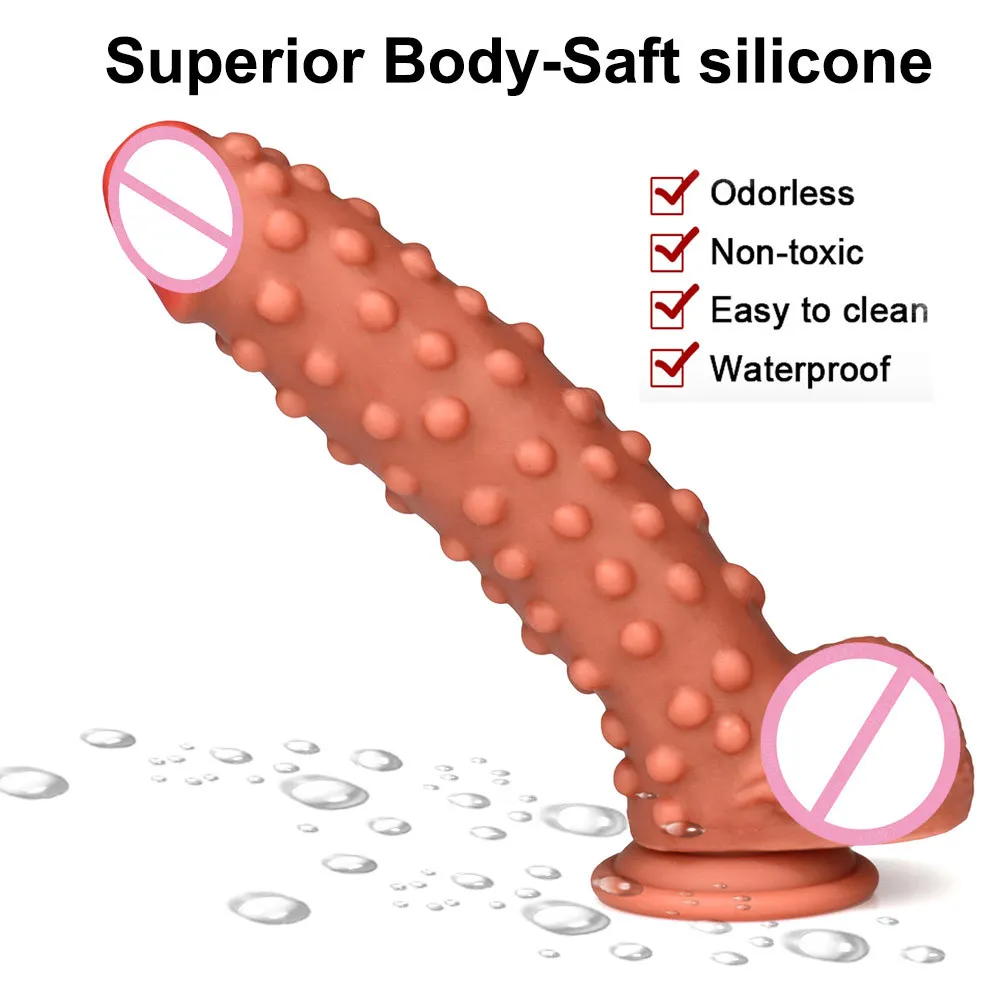 Gros gode pénis barbelé réaliste énorme jouet Anal monstre en Silicone souple jouets sexy pour femmes lesbiennes avec ventouse produit adulte