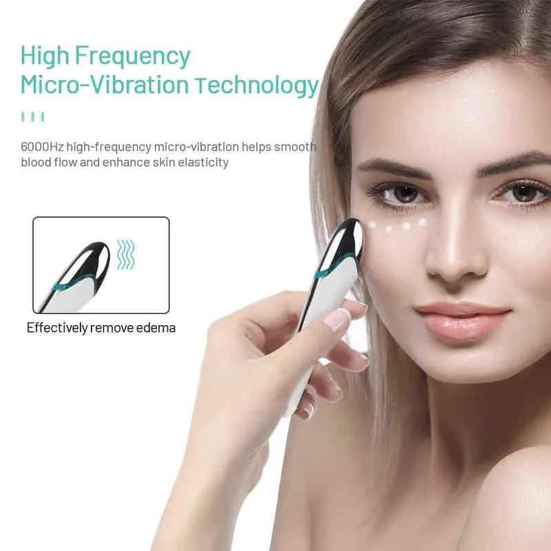 Bolígrafo masajeador de ojos facial con vibración EMS para reducir las ojeras, varita de masaje antiarrugas antienvejecimiento hinchada 220512