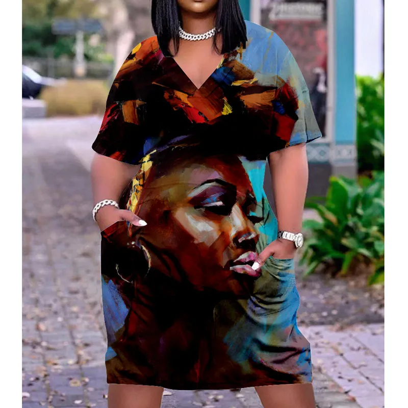 Sexy Girl Midi African Sukienki Kobiety Czech 3d Sukienka wieczorowa Kobieta szczupła gotycka damska moda na imprezę uliczną Vneck Knee 220601