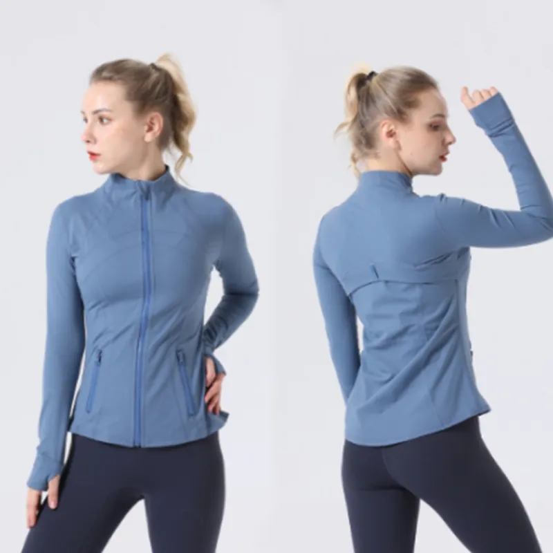 Langarm Yoga Jacke Frauen Definieren Workout Sport Zipper Mantel Jacken Fitness Sport Quick Dry Activewear Kleidung Top Solide Zip U265R