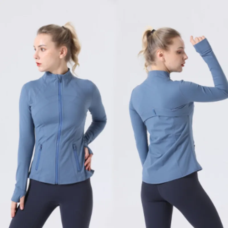 Long Sleeve Yoga Jacket Women Define Workout Sports Zipper Coat Jackets Fitness Sport Quick Dry Activewear Clothes Top Solid Zip Up Sweatshirt Sportwear