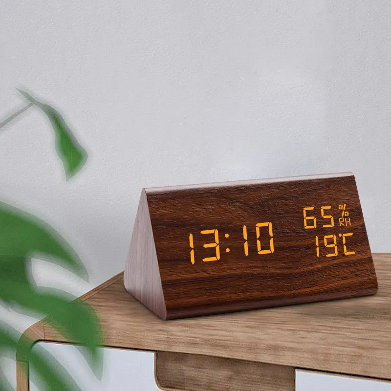 Digital Timers LED Wooden Alarm Clock Table Sound Control Electronic Clocks Desktop USB/AAA Powered Desperadoes Home Table Decor