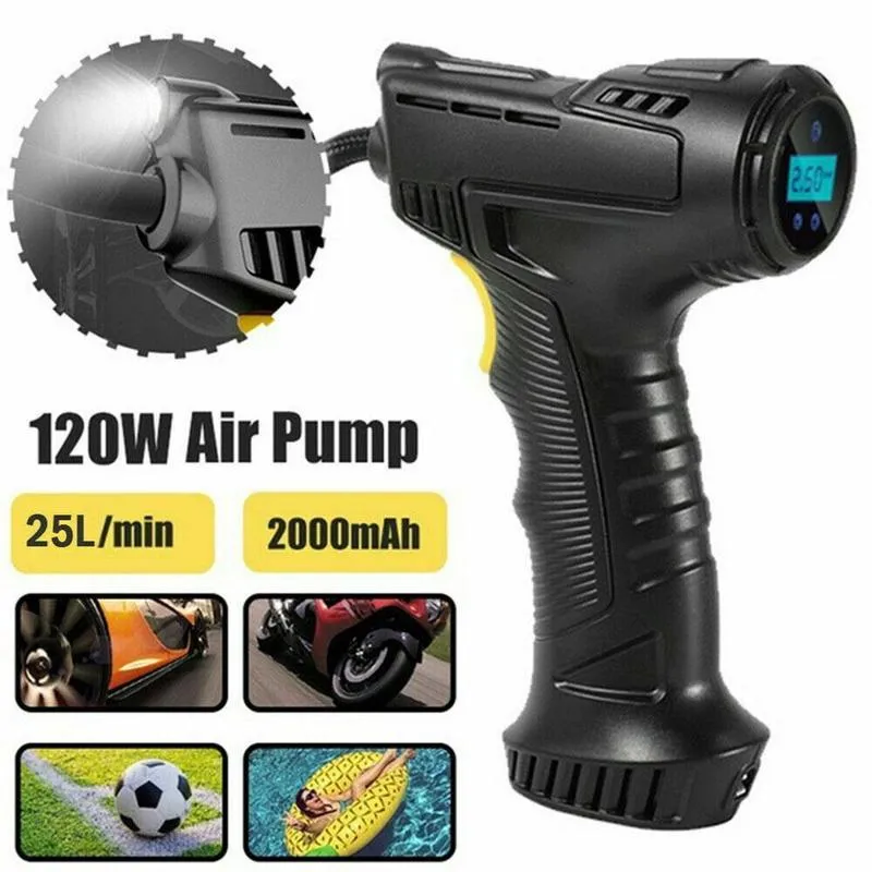 Car Air Pump 120W Electric Tire Inflatable Portable Rechargeable Wireless Compressor Digital Auto Inflator 2205047806733