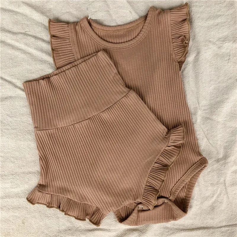 Bébé fille vêtements ensemble doux coton côtelé Bosyuit Shorts vêtements mignon enfant en bas âge mode confortable combinaison Bloomers 220507