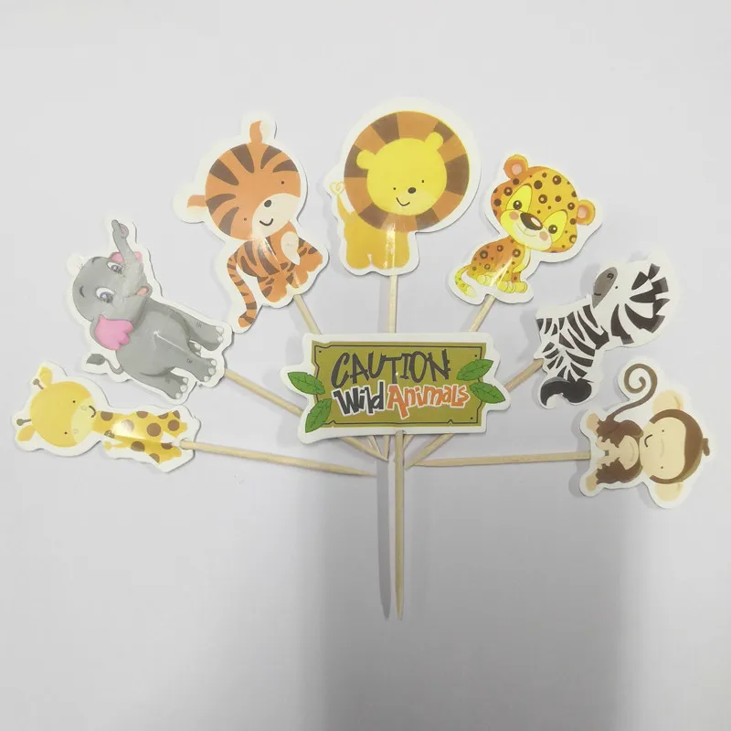 Safari Jungle Party Party Cupcake Toppers выбирает декорирование дня рождения детское душ Девушка Девушка Девушка Favors Cupcake Toppers 220815