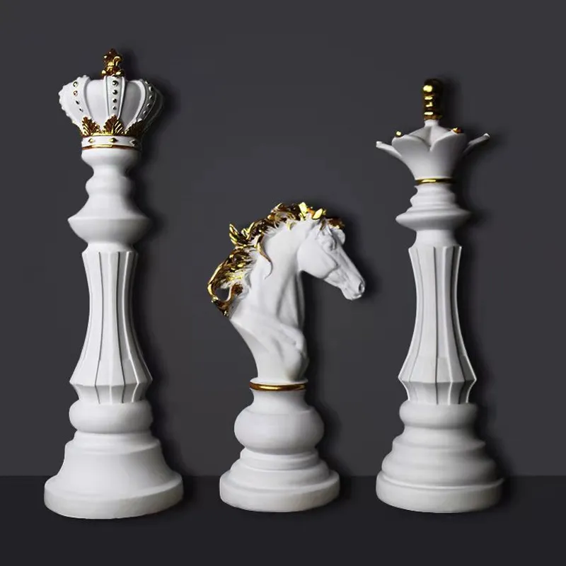 VILEAD Chess Pieces Figurines for Interior Decor Office Living Room Home Decoration Accessories Modern Chessmen Ornament 220505