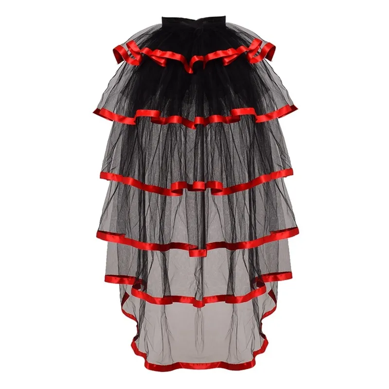 Fiesta gótica Puffy Bustle Faldas Steampunk Sexy Mujeres Halloween Carnival Tutu Underskirt Ruffle Layered Tie-on 220317