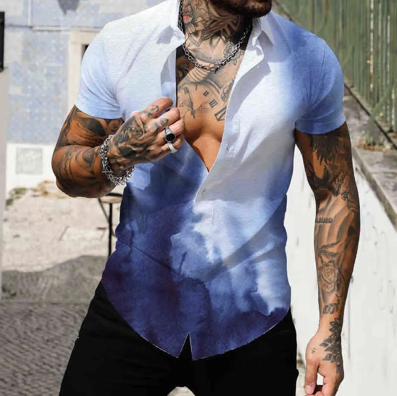 Summer Fashion 3D camicie da uomo oversize da uomo camicia da uomo a manica corta Coconut Tree Tops hawaian abbigliamento da uomo camiseta l220704