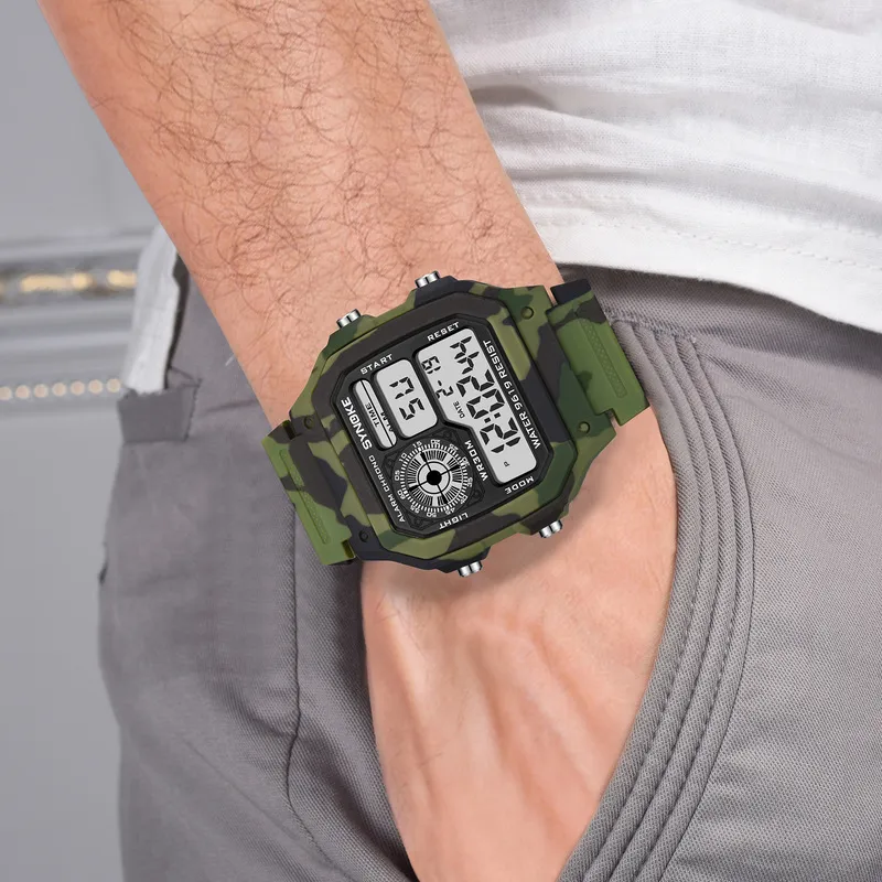 Synok cyfrowy zegarek modowy kamuflaż Waterproof Military Wristwatch Watchroof Watches Running Clock Masculino 2205302325