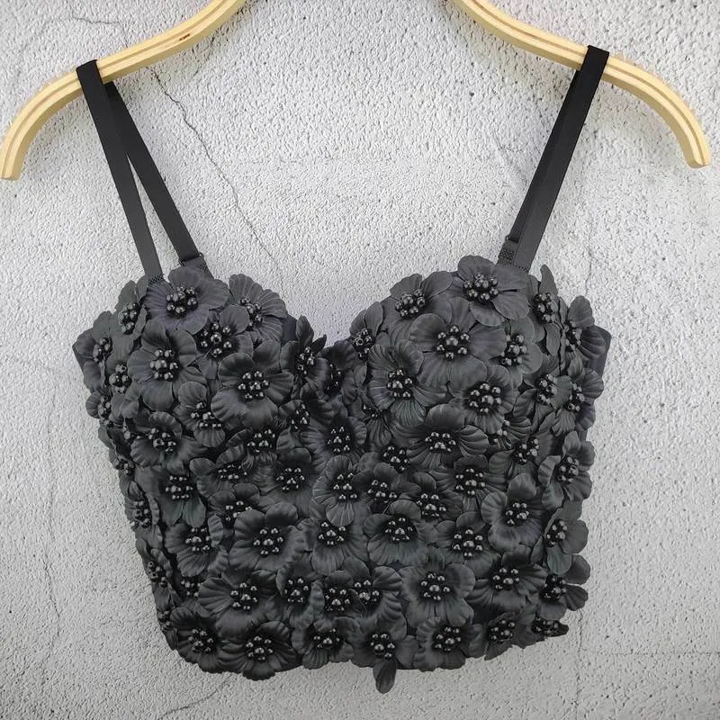 Sexig BRA TOPS Diamond Beading Flowers Push Up Bralet Women's Corset Bustier Bra Night Club Party Croped Top Vest F2047 220318