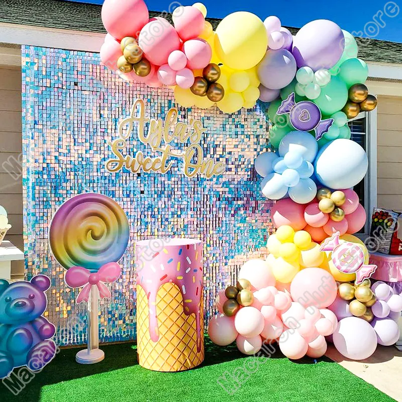 Macarrón Latex Globos Guirnaldas para niños Fiesta de cumpleaños Globos Decoraciones Decoración de baby Shower Decoración Rainbow Pastel Balloon Arch Kits