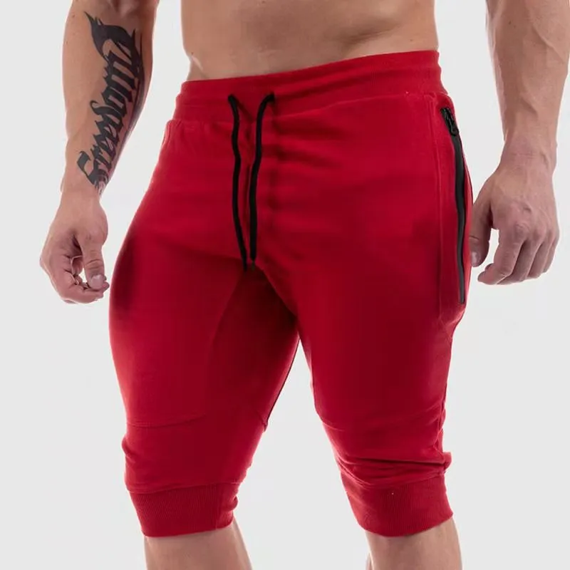 Mens Summer Workout Shorts Drawstring Joggers 34 Knälängd Bomullssport som kör Homme Bermuda Casual Short Sweatpants 220707