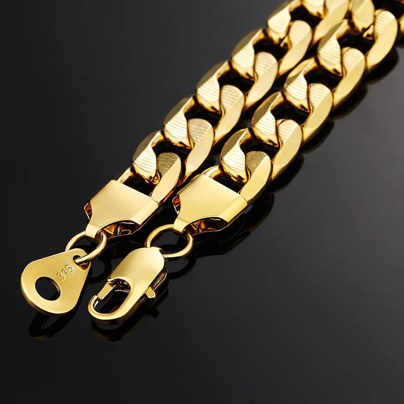 Браслет-цепочка с звеньями, 2022, мужской золотой цвет, нержавеющая сталь, тиснение, кубинское украшение для мужчин, ювелирные изделия в стиле хип-хоп, DropLinkLink2566