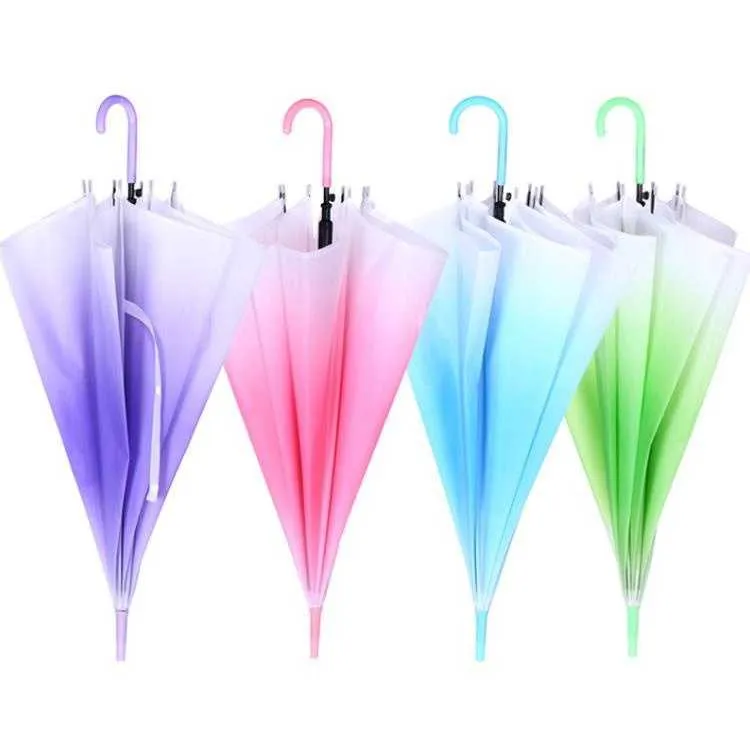 Umbrellas Gradient Color Rain Stylish Simplicity Bubble Long Handle Transparent Girl Kids Mushroom Umbrella Clear