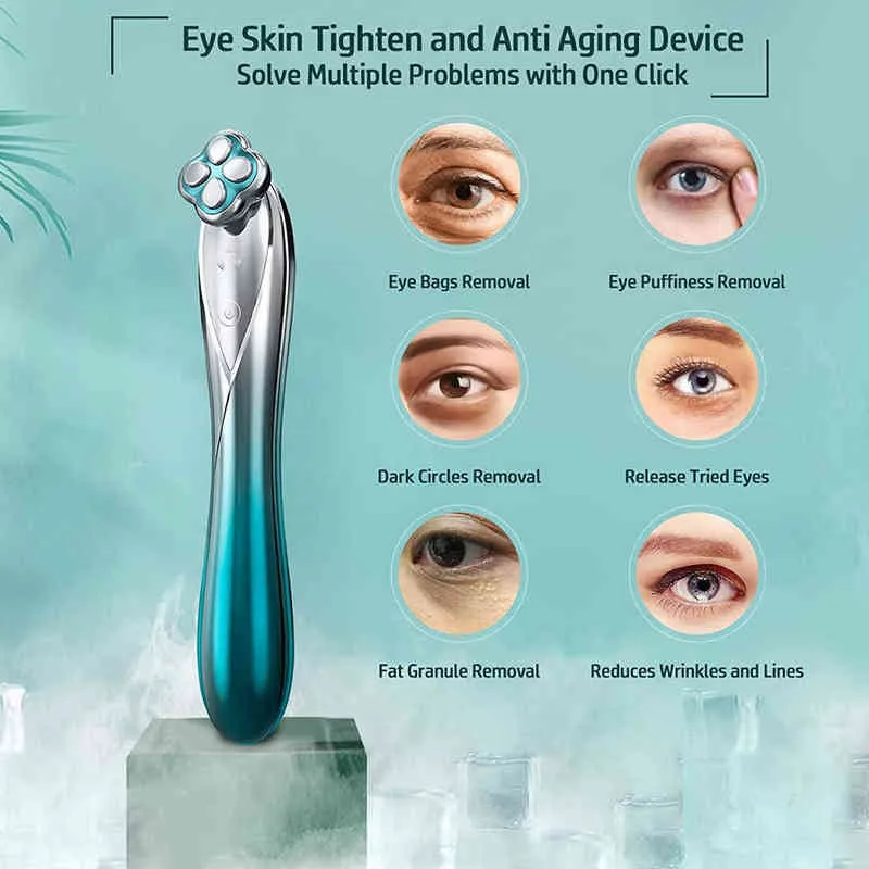 Микротоковое устройство лицевого устройства радиочастотная радиочастотная кожа глаз Анти старение уменьшает морщины, поднявшие глаза Massager2202591619